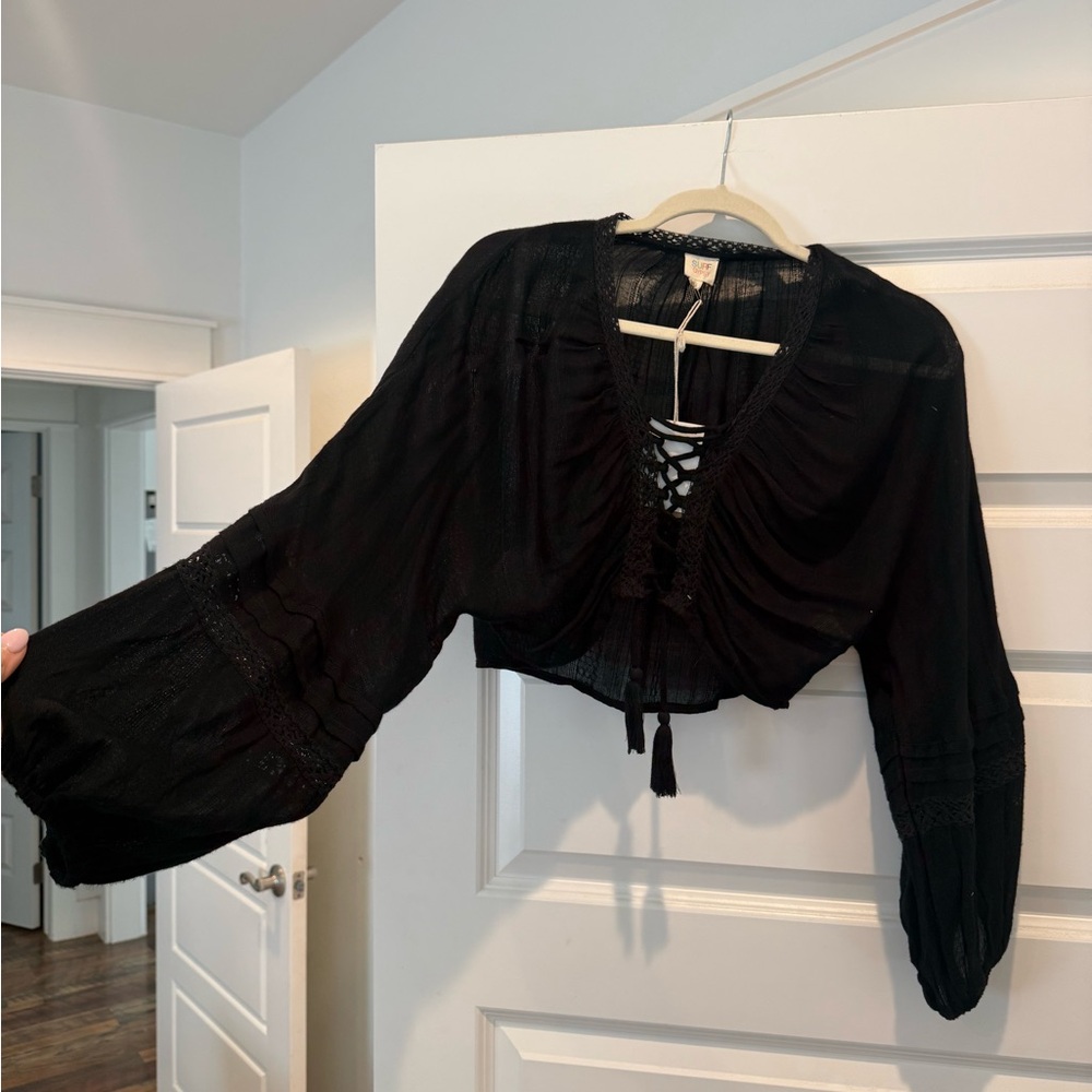 Surf Gypsy Black Boho Blouse